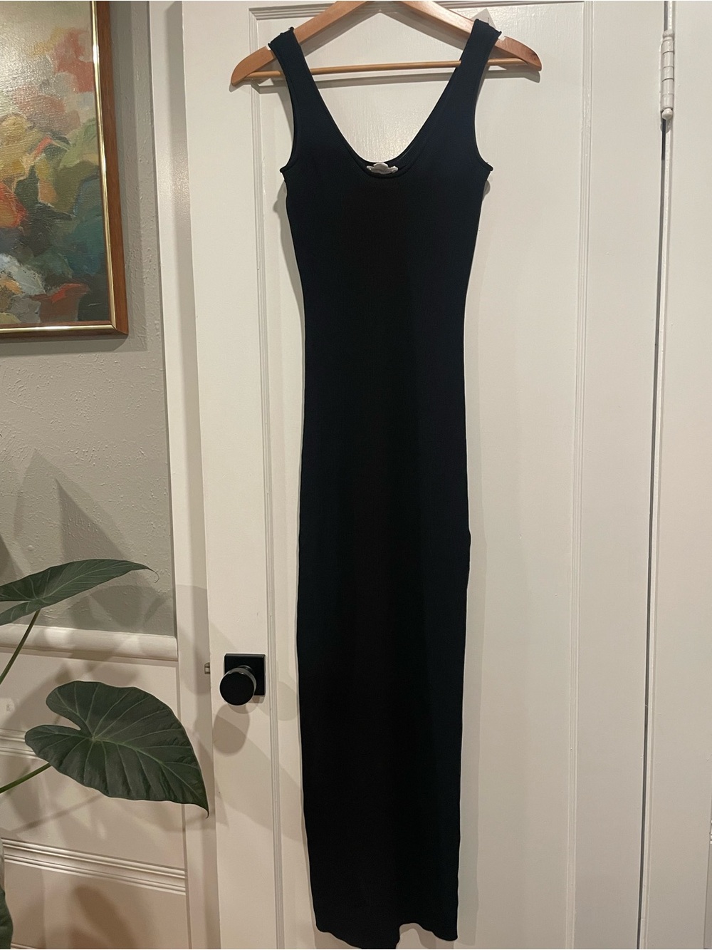 Good American Black Scoop Neck Tank Maxi Dress